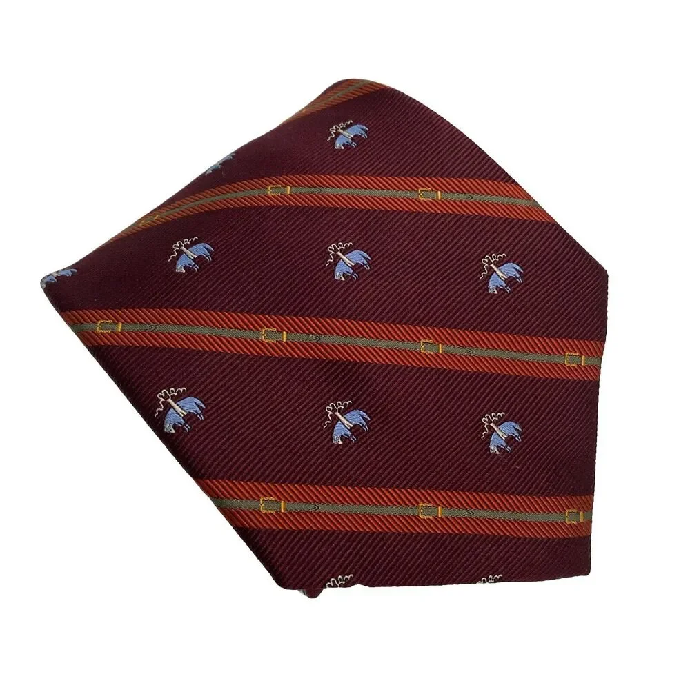 Brooks Brothers Stain Resistant Tie Stripe Burgundy Red Blue Logo Silk 5…